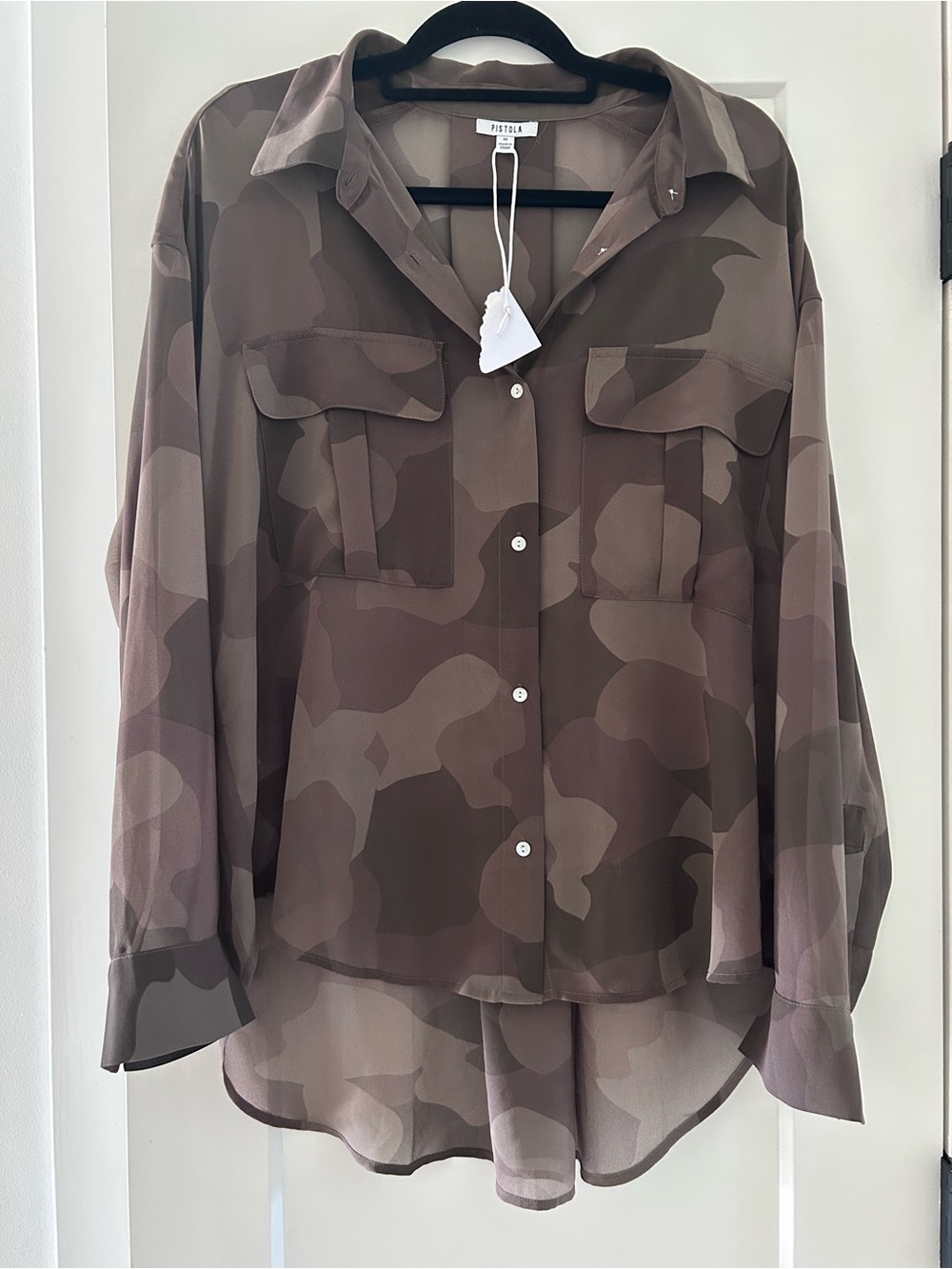 Pistola Reese sheer Olive Camo Button-Up Shirt medium - Picture 2 of 7